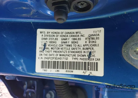 2018 Honda Civic Lx from USA, damaged, VIN 2HGFC2F50JH517152
